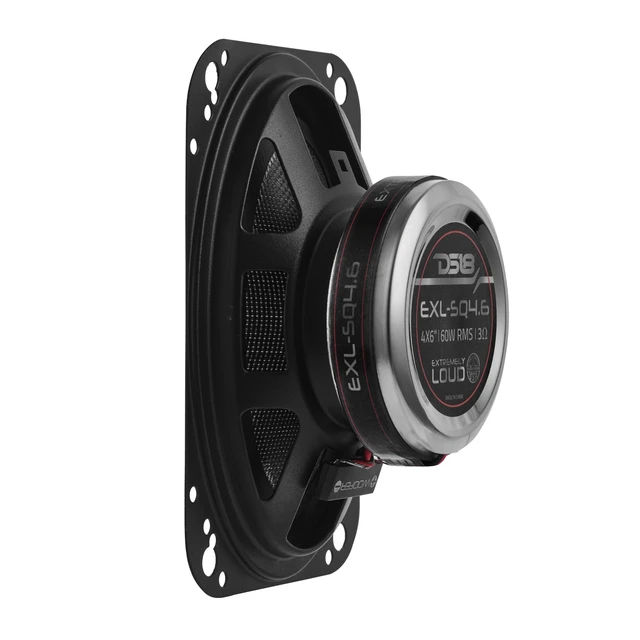 Alt view image 5 of 5 - DS18 EXL-SQ4.6 4x6 2-Way Coaxial Speakers Pair, 60W RMS 260W Max Glass Fiber Cone, Neodymium Tweeter, 3-Ohm, Black Steel Basket