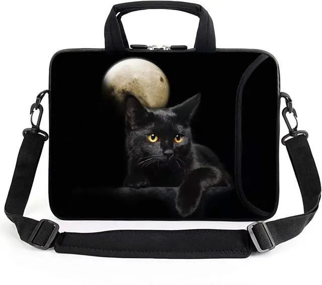 Main image of AMARY 17" Laptop Shoulder Bag Carrying Case Adjustable shoulder straps, comfortable handle, front pocket for storing mouse (Cat)