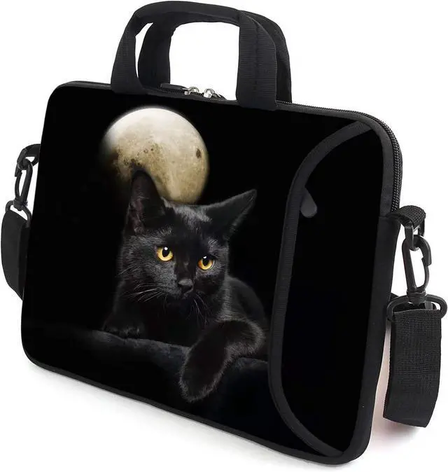 Alt view image 2 of 5 - AMARY 17" Laptop Shoulder Bag Carrying Case Adjustable shoulder straps, comfortable handle, front pocket for storing mouse (Cat)