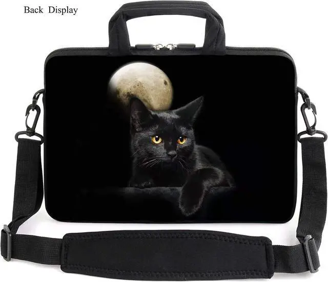Alt view image 3 of 5 - AMARY 17" Laptop Shoulder Bag Carrying Case Adjustable shoulder straps, comfortable handle, front pocket for storing mouse (Cat)
