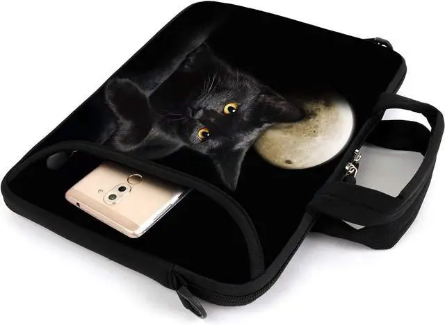 Alt view image 5 of 5 - AMARY 17" Laptop Shoulder Bag Carrying Case Adjustable shoulder straps, comfortable handle, front pocket for storing mouse (Cat)