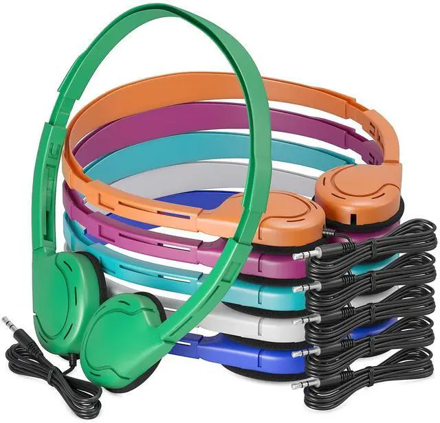 Alt view image 4 of 5 - Keewonda Classroom Headphones in Bulk 24 Pack, Wholesale Disposable Headphones Mixed Color for Kids Children School