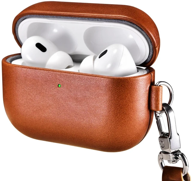 Main image of ICARER AirPod Pro 3 Case with Strap, Handmade Geniune Leather Case (Brown)