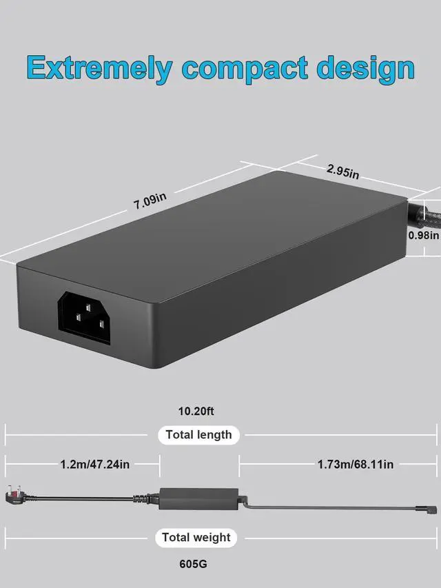 Alt view image 4 of 5 - HSXIRQA 330W GaN Charger Compatible with Razer Blade 18 16 17 Inch RZ09-0510 RZ09-0509 RZ09-0483 RZ09-0423 RZ09-0484 Laptop RC30-0484 Replacement Power Adapter Cord (Fit for 280W 230W Computer)