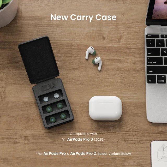 Alt view image 3 of 5 - Foam Masters Ultra-Premium Memory Foam Ear Tips for AirPods Pro 3rd Gen (2025) ^^ 3 Pairs ^^ New Ver. ^^ Secure Fit ^^ Super Comfort ^^ Better Noise Cancel ^^ Replacement Buds (Small, Forest
