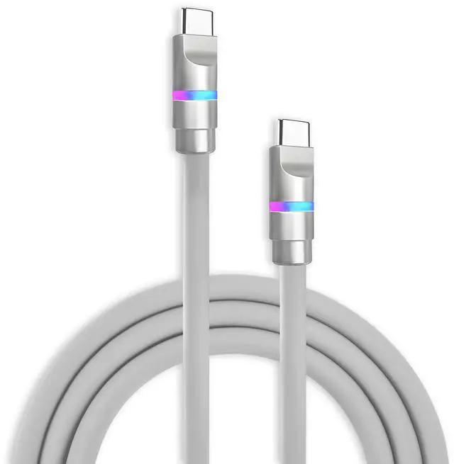 Main image of chubbycable Neon Chubby - Fast Charge Cable with Smart Light RGB Color Gradual Light Up 100W Charging Cord LED USB C Cable Compatible with iPhone 17-15 Series, Gray, Type-C to Type-C, 19.6 FT