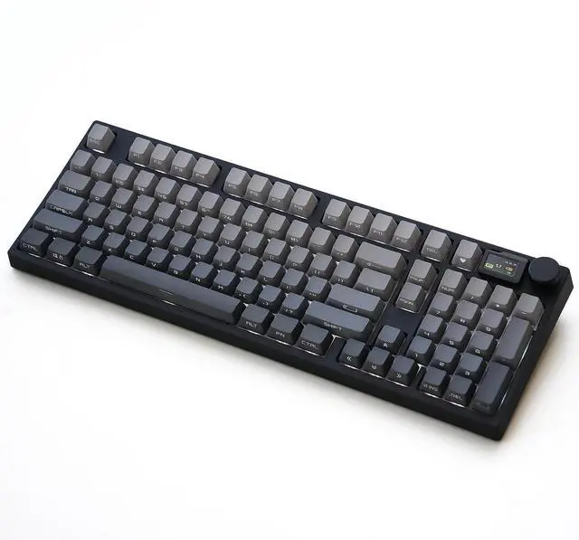 Main image of NJ98 Wireless Custom Mechanical Keyboard with Screen Knob 96% Hot Swappable RGB Keyboard Mac Windows (White, Steel Plate - G Milky Yellow Pro)
