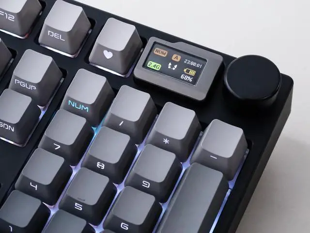 Alt view image 3 of 5 - NJ98 Wireless Custom Mechanical Keyboard with Screen Knob 96% Hot Swappable RGB Keyboard Mac Windows (White, Steel Plate - G Milky Yellow Pro)
