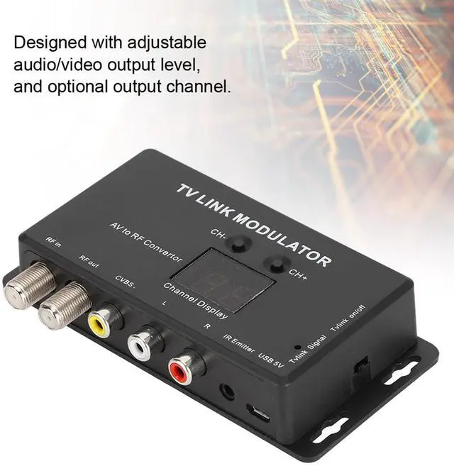 Alt view image 3 of 5 - SALALIS UHF Modulator, IR Modulator TM70 TV Link Modulator AV to RF Converter IR Extender with Channel Display RF Modulator for TV with USB Charge Cable
