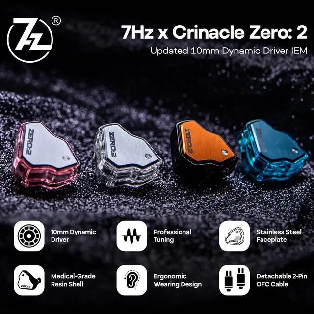 Alt view image 2 of 5 - HIFIXAUDIO 7Hz x Crinacle Zero:2 in Ear Monitor, Updated 10mm Dynamic Driver IEM Earphones, HiFi Wired Earbuds, with OFC IEM Cable for Gaming & Music Audiophiles (with Mic 3.5mm, Blue)
