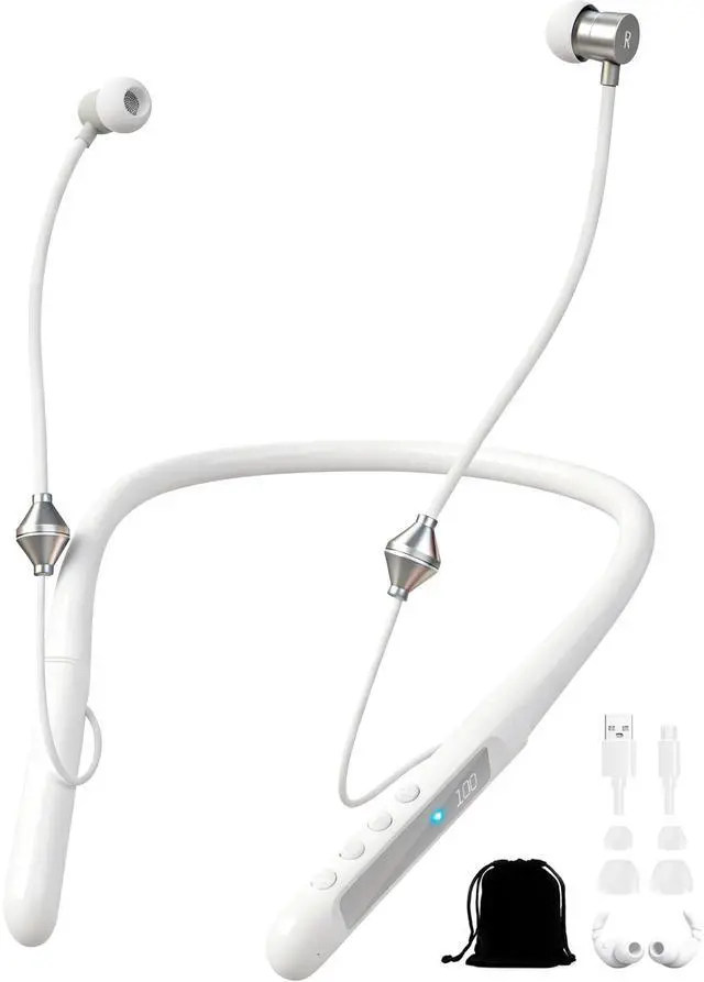 Main image of Air Tube Headphones Emf Free Earbuds,Anti Emf Headphones with LED Display,3D Sound Airtube Earphones for Protection,28 Hour Playtime,Non Radiation Air Tube Earbud with Mic and Control,8mm Bass Drivers