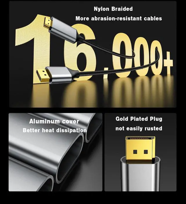 Alt view image 5 of 5 - SWITCHFLUX 5Pack DisplayPort to HDMI Cable 3Ft (4K@60Hz,1440P/2K@120Hz) Uni-Directional Display Port 1.2 to HDMI 2.0 Braided Cord,DP to HDMI Compatible with AMD,NVIDIA,Desktops,and Gaming Monitors