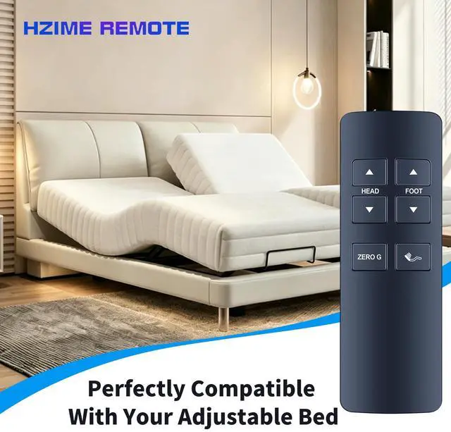 Alt view image 2 of 5 - HZIME New Replacement Remote Control Compatible for OKIN Refined KEESON SmartMotion Serta Beautyrest Adjustable Bed Base JLDK.27.10.06 RF258GA Essentials IV (4) and V (5)
