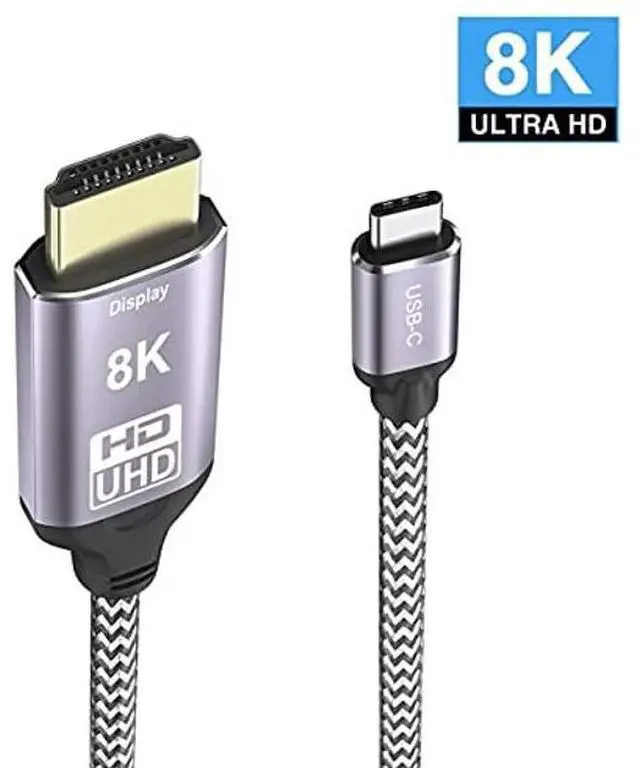 Alt view image 2 of 5 - NFHK USB4 USB-C Type-C Source to HDMI 2.0 Display 8K UHD 4K DP to HDMI Male Monitor Cable Connector 1.8m 6ft