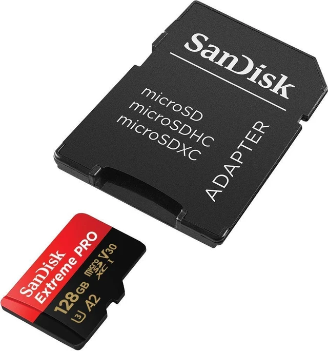 Alt view image 4 of 5 - SanDisk 128GB Extreme Pro MicroSDXC Memory Card, Compatible with GoPro Max 2, Lit Hero, HERO13 Black, Ultra Wide (SDSQXCD-128G-GN6MA) V30 A2 Bundle with 1 Everything But Stromboli MicroSD & SD Reader