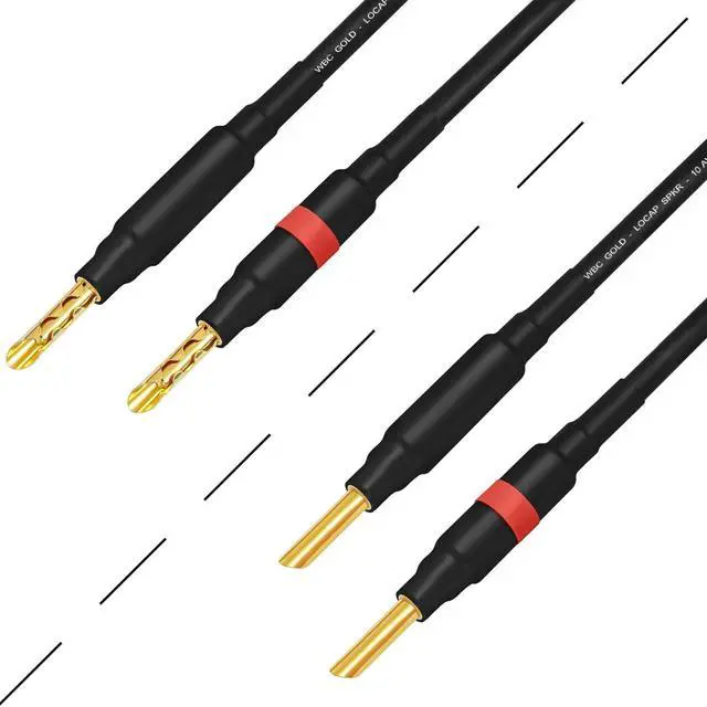 Alt view image 3 of 5 - WORLDS BEST CABLES 3 Foot WBC-GOLD-LOCAP-SPKR-10 AWG - Low-Capacitance - Low-Inductance - High Purity OFC - Audiophile HiFi Speaker Cable Pair with Eminence Gold Banana Plugs