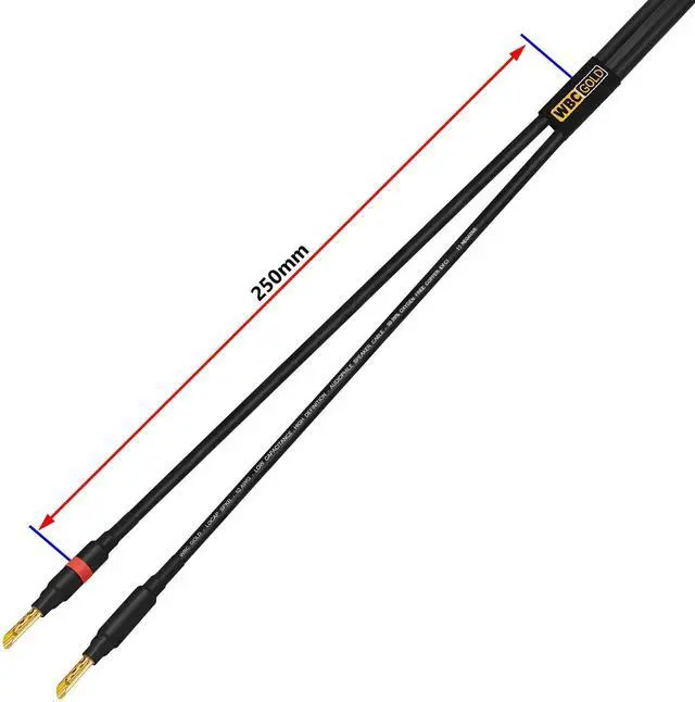 Alt view image 4 of 5 - WORLDS BEST CABLES 3 Foot WBC-GOLD-LOCAP-SPKR-10 AWG - Low-Capacitance - Low-Inductance - High Purity OFC - Audiophile HiFi Speaker Cable Pair with Eminence Gold Banana Plugs