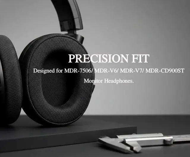 Alt view image 3 of 5 - Replacement Ear Pads with Mesh Fabric & High Density Foam for Sony MDR-7506, Compatible with Sony MDR V6 V7 MDR-CD900ST Headphones, Comfortable Cushions for Wired Over Ear, 6PCS Black