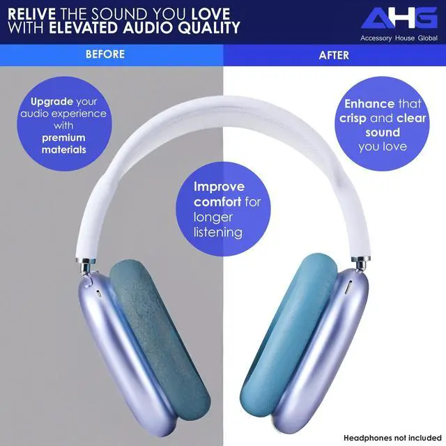 Alt view image 3 of 5 - AHG Accessory House Global Sheepskin Leather Replacement air pods max Ear Cushions Pads Compatible with Apple AirPods Max Headphones (Sky Blue). Easy DIY Fit ^^ High-Density Foam ^^ Strong Magnet