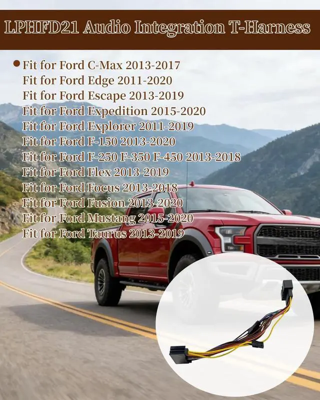 Alt view image 2 of 5 - Moryzian LPHFD21 Audio Integration T-Harness Fit for F-150 F-250 F-350 F-450 Edge Explorer Expedition Escape Mustang Taurus C-Max Flex Focus Fusion