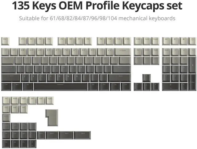 Alt view image 2 of 5 - Owpkeenthy OEM Profile Double Shot PBT Keycaps 135 Keys, Shine Through Gradient Design, Backlit Custom Key Cap Set for MX Switch Mechanical Gaming Keyboard (OEM Dust)