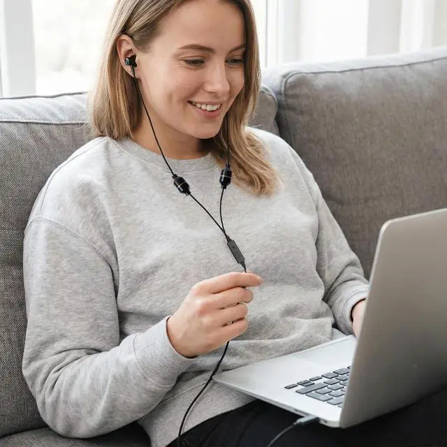 Alt view image 5 of 5 - YESBO Premium Aluminum iPhone Magnetic Earphones with Wired Type-C high and Low Frequency 3D Sound Microphone C-Type Device. Earphones for iPhone 15 to 17 and Android (Pink)