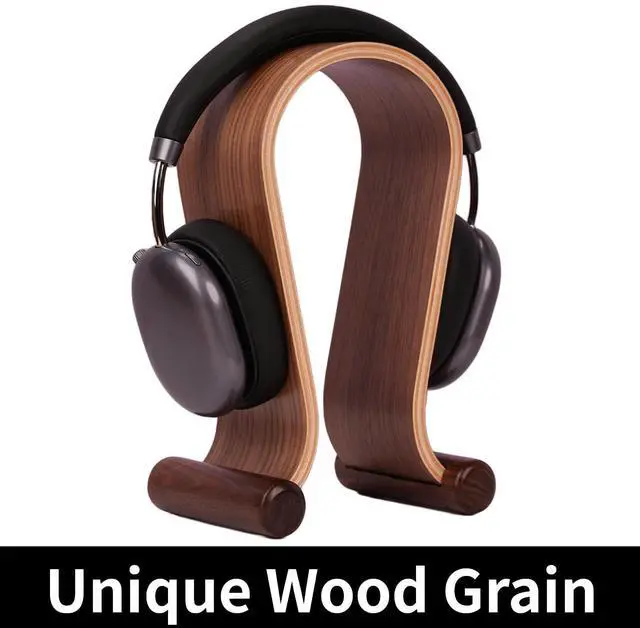 Alt view image 4 of 5 - ZJL Wood Headphone Stand for Desk - Headset Holder Cute Gaming Wooden Headphones Hanger Hook Rack Base Storage Head Phone Accessories