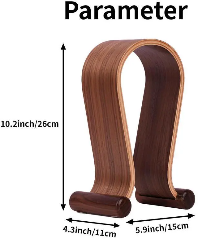 Alt view image 2 of 5 - ZJL Wood Headphone Stand for Desk - Headset Holder Cute Gaming Wooden Headphones Hanger Hook Rack Base Storage Head Phone Accessories