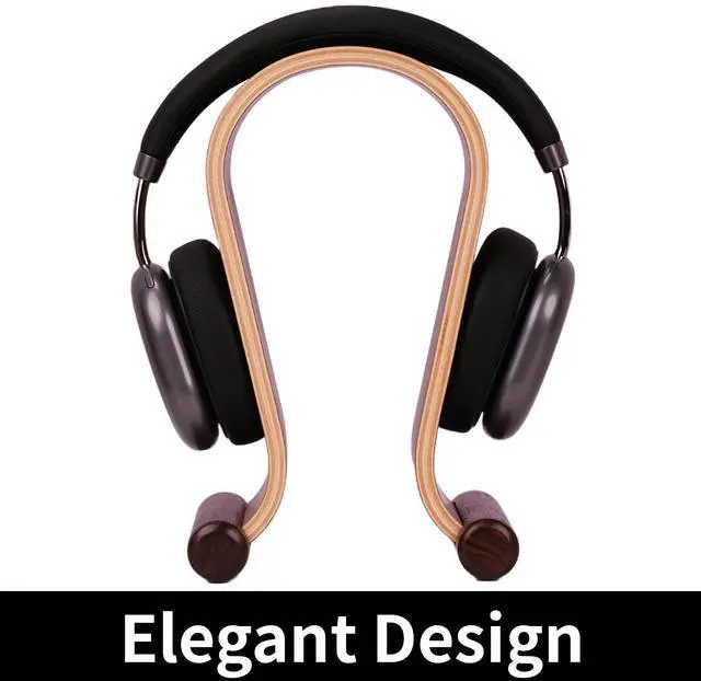 Alt view image 3 of 5 - ZJL Wood Headphone Stand for Desk - Headset Holder Cute Gaming Wooden Headphones Hanger Hook Rack Base Storage Head Phone Accessories