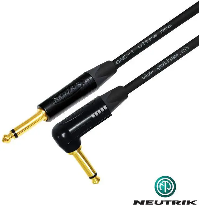 Alt view image 5 of 5 - WORLDS BEST CABLES 12 Foot - Gotham GAC-1 Ultra Pro - Premium Low-Cap (21 pf/F) Guitar Bass Instrument Cable w/Neutrik Gold Straight to Angled inch (6.35mm) TS Connectors Custom Made