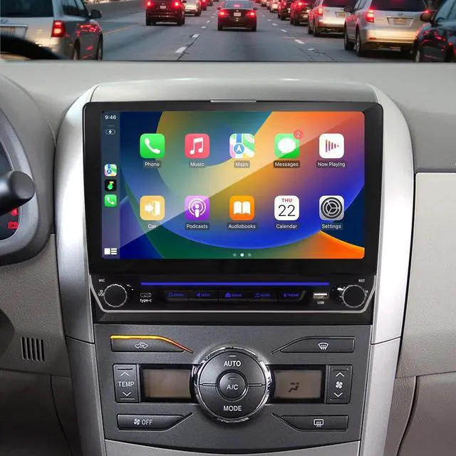 Main image of Car Radio for Toyota Corolla 2009 2010 2011 2012 2013, 10 inch Touchscreen Android 13 Wireless Carplay & Android Auto Stereo Upgraded with Bluetooth GPS WiFi SWC FM DPS in Dash Headunit Backup