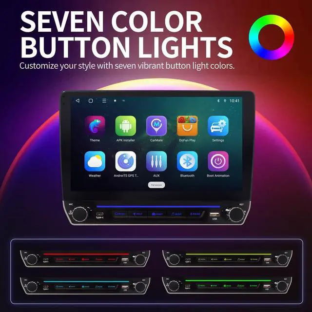 Alt view image 4 of 5 - Car Radio for Toyota Corolla 2009 2010 2011 2012 2013, 10 inch Touchscreen Android 13 Wireless Carplay & Android Auto Stereo Upgraded with Bluetooth GPS WiFi SWC FM DPS in Dash Headunit Backup