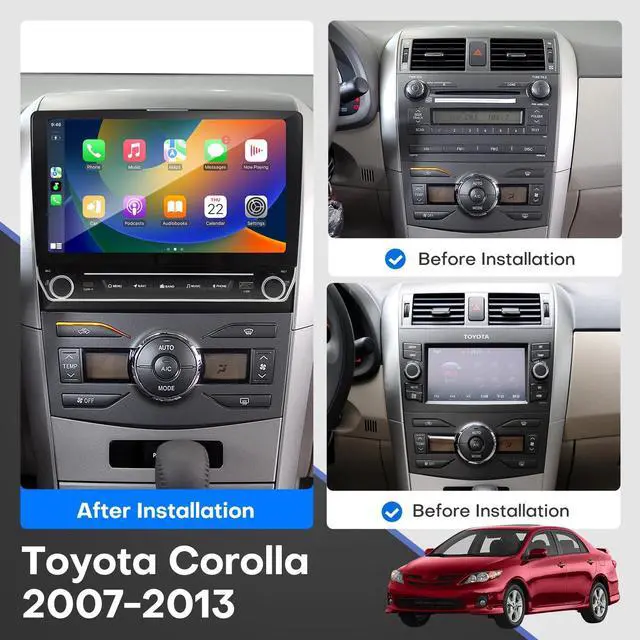 Alt view image 2 of 5 - Car Radio for Toyota Corolla 2009 2010 2011 2012 2013, 10 inch Touchscreen Android 13 Wireless Carplay & Android Auto Stereo Upgraded with Bluetooth GPS WiFi SWC FM DPS in Dash Headunit Backup