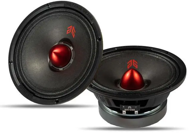 Main image of Guooreat MX65E2 Loudspeaker 6.5 Inch Midrange 480 Watts 4 Ohms Red Bullet, Premium Quality Audio Door Speakers for Car or Truck Stereo Sound System, Black (2 Speakers)