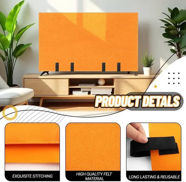 Alt view image 3 of 5 - EcoBrisa TV Moving Cover Flat Screen TV Heavy Duty Felt Screen Protector Anti-Scratch with Bottom Strap During House Moving,Storing, Painting or Home Renovation Packing Cushioning Supplies (60-65in-or