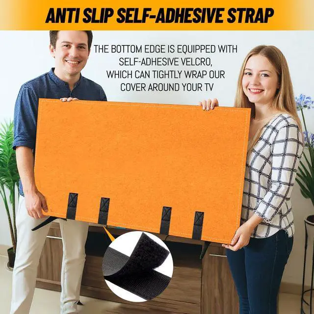 Alt view image 4 of 5 - EcoBrisa TV Moving Cover Flat Screen TV Heavy Duty Felt Screen Protector Anti-Scratch with Bottom Strap During House Moving,Storing, Painting or Home Renovation Packing Cushioning Supplies (60-65in-or