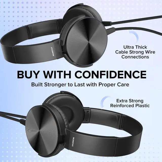 Alt view image 3 of 5 - Kids Headphones Bulk 5 Pack,Durable Wired Classroom Headphones for Students,On Ear Comfy Swivel Earphones for School,Library,Children's Online Learning,HQ Stereo Sound 3.5mm Jack (Black YS004)