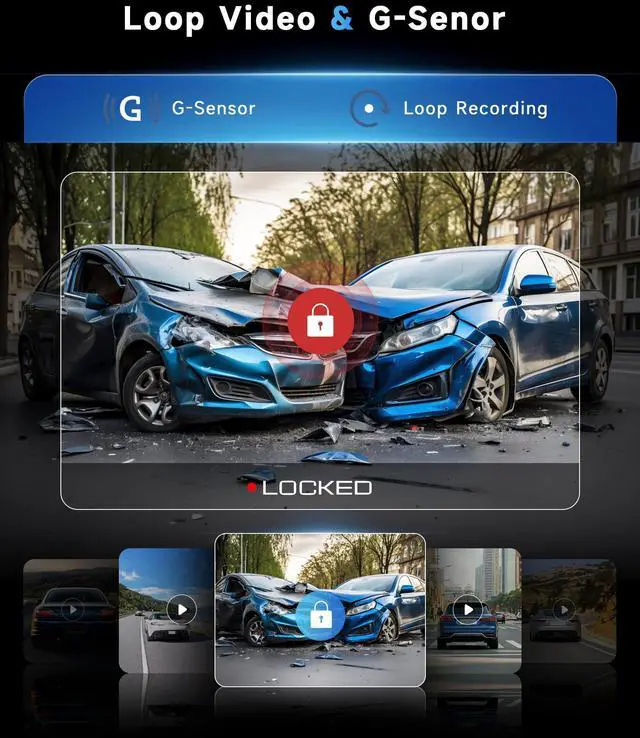Alt view image 2 of 5 - Orderich 4 Channel 360 Dash Cam Front Rear Inside Left Right 3 Inch 2K Car Dash Camera with WiFi Night Vision Motion Detection 24H Parking Mode Loop Recording Reverse Monitor Without 64G TF Card