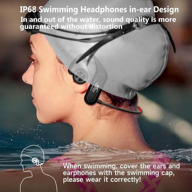 Alt view image 4 of 5 - MTYBBYH IP68 Waterproof Earbuds with 32GB MP3 Player Bluetooth 5.2 Wireless Headphones, Sports, Gym
