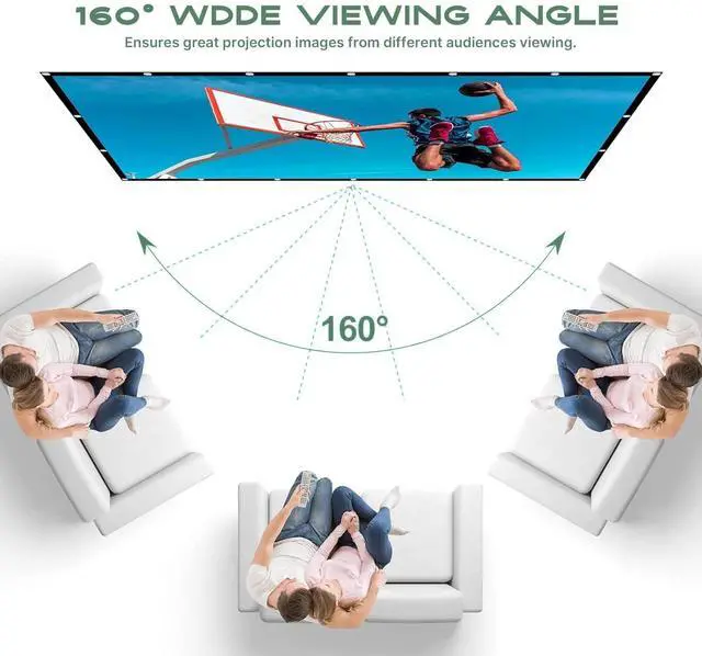 Alt view image 3 of 5 - AAJK Outdoor Projector Screen 150 inch, Washable Projector Screen 16:9 Foldable Anti-Crease Portable Projector Movies Screen for Home Theater Outdoor Indoor Support Double Sided Projection