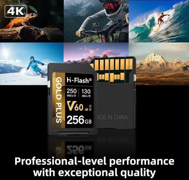 Alt view image 3 of 5 - H-Flash v60 sd Card 512gb 260MB/s Read, 200MB/s Write, Ideal for 4K/8K HDR, and 360 Video, High-Performance SD Memory Cards for Cameras, Photographers & Content Curators (V60 512GB)