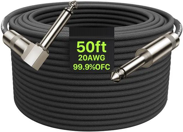 Main image of AA AUDIO ACCESSORY 50 ft Guitar Cable, 20AWG 99.99% OFC - A Must for Long Instrument Cable, Nylon Braided Anti-Kinking Kevlar-Reinforced, AL & OFC Shielded 1/4 Bass Amp Cord for Fender Electric Guitar