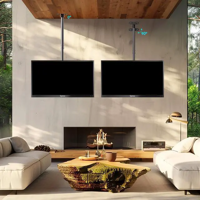 Alt view image 2 of 4 - Sylvox Ceiling TV Mount, Outdoor TV Stand Supports Wall Mounting Multiple Angle and Height Adjustments, Multi-Purpose Ceiling Mount TV Bracket for 32-50 Inch Indoor and Outdoor TVs.