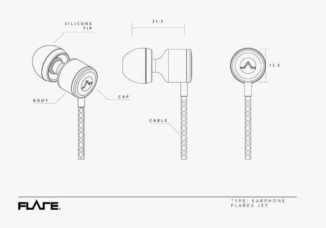 Alt view image 3 of 5 - FLARE AUDIO Jet 3 in-Ear Headphones Titanium - Incredible Sound Quality, High Sensitivity Microphone, 3.5mm Jack, Noise Isolating