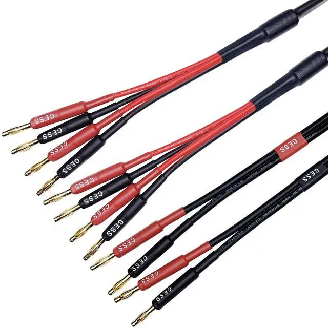 Alt view image 3 of 5 - CNCESS CESS-106-10f Banana Plug Splitter Speaker Cable, 2 Banana Plugs to 4 Banana Plugs, 12 Gauge, 2-Channel (10 Feet)