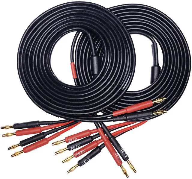 Alt view image 2 of 5 - CNCESS CESS-106-10f Banana Plug Splitter Speaker Cable, 2 Banana Plugs to 4 Banana Plugs, 12 Gauge, 2-Channel (10 Feet)