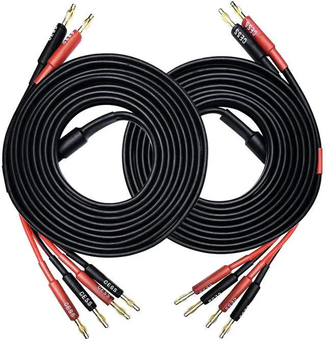 Main image of CNCESS CESS-106-10f Banana Plug Splitter Speaker Cable, 2 Banana Plugs to 4 Banana Plugs, 12 Gauge, 2-Channel (10 Feet)