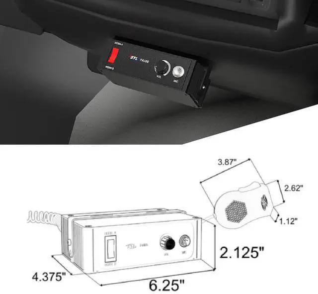 Alt view image 5 of 5 - PA 100-Watt Public Address System Dual Horn Speaker & Handheld Microphone for Police, Fire, Tow, and Emergency Vehicle Communication