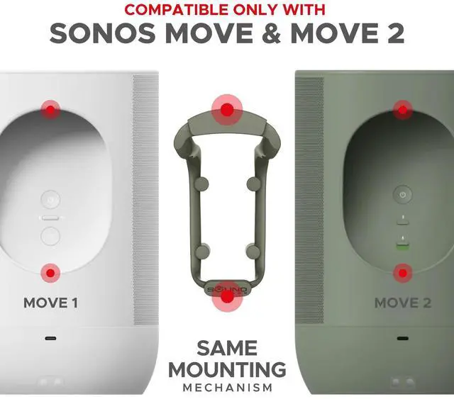 Alt view image 2 of 5 - Sound Bass Move Speaker Wall Mount Bracket, Weatherproof, Compatible with Sonos Move & Move 2, Including Mounting Accessories, Green