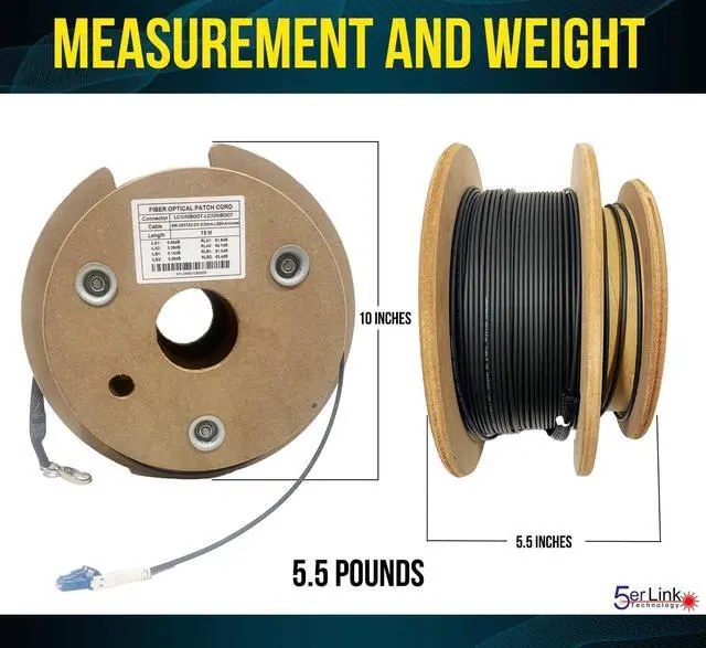 Alt view image 2 of 5 - Armored Fiber Optic Cable Uniboot LC to LC Single Mode Duplex Fiber Jumper Optical Patch Cord 9/125um OS1/OS2 LSZH Black with Pulling Eye in one End for Outdoor and Indoor Use. (LC OS1/OS2 328ft)